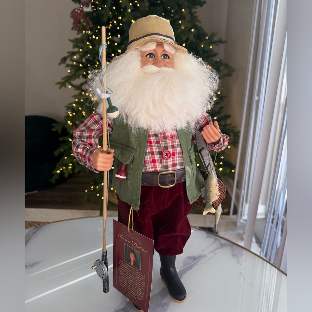 Karen Didion Originals Fishing Santa Figurine, 17 Inches - Handmade NEW - NO BOX - Picture 6 of 13